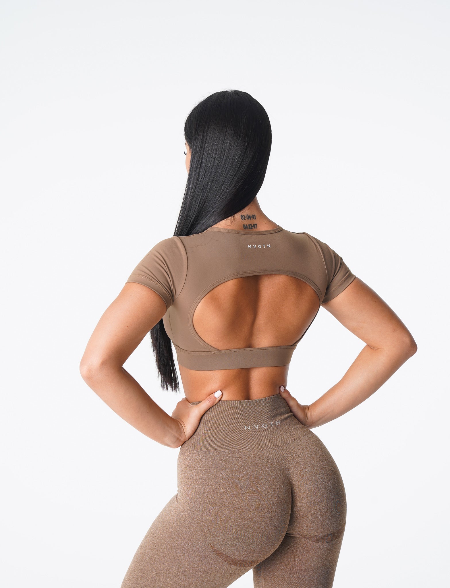 Women Mocha Open Back Tee - NVGTN