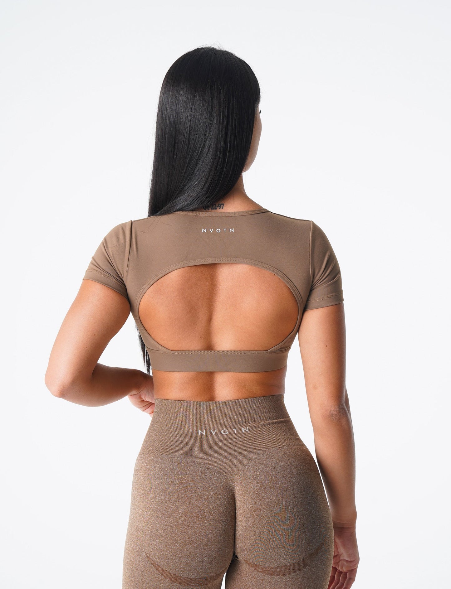 Women Mocha Open Back Tee - NVGTN