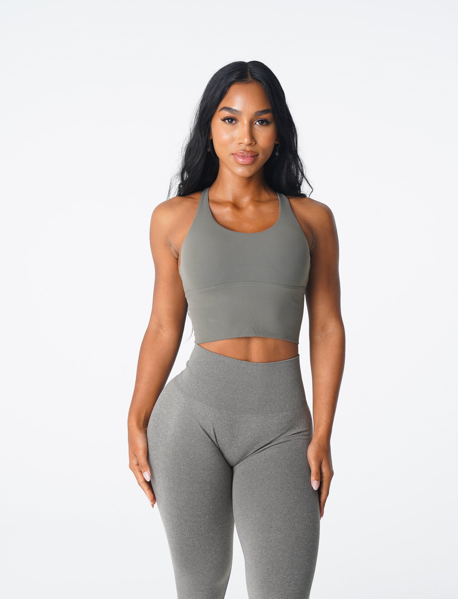 Women Khaki Green Matrix Bra Top - NVGTN