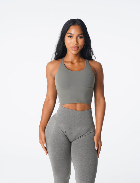 Women Khaki Green Matrix Bra Top - NVGTN