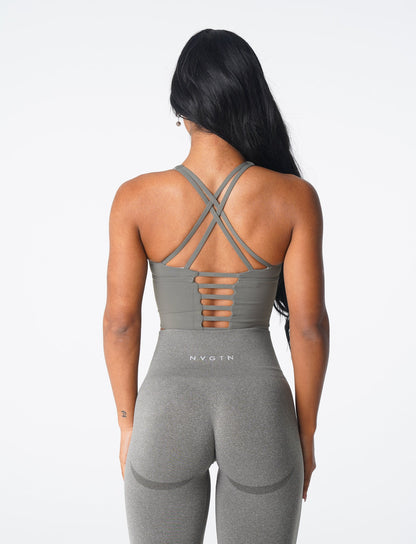 Women Khaki Green Matrix Bra Top - NVGTN