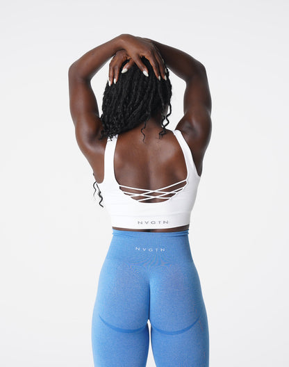 Women White Desire Ribbed Seamless Bra - NVGTN