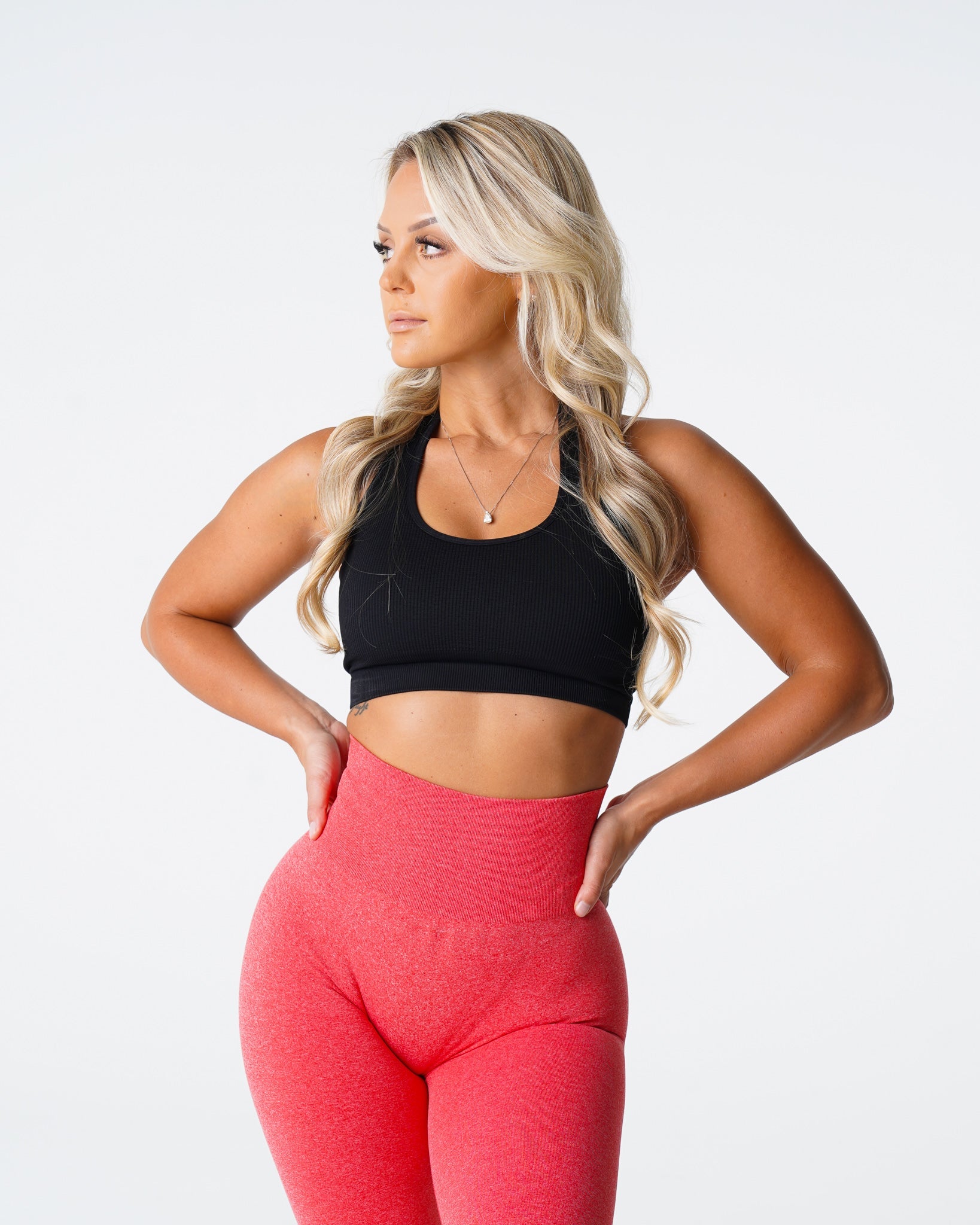 Women Black Limitless Ribbed Seamless Halter Bra - NVGTN