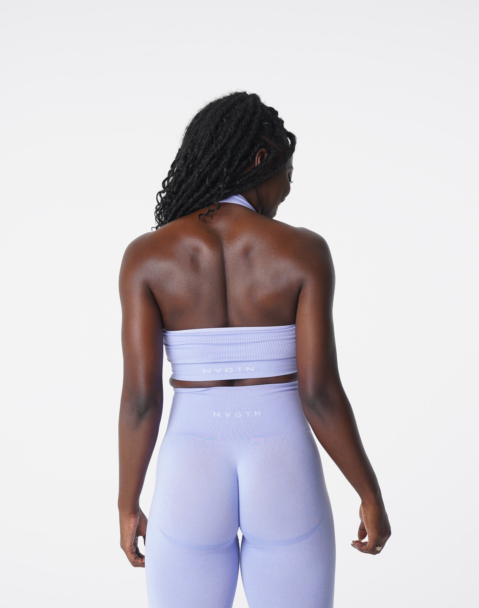 Women Periwinkle Limitless Ribbed Seamless Halter Bra - NVGTN