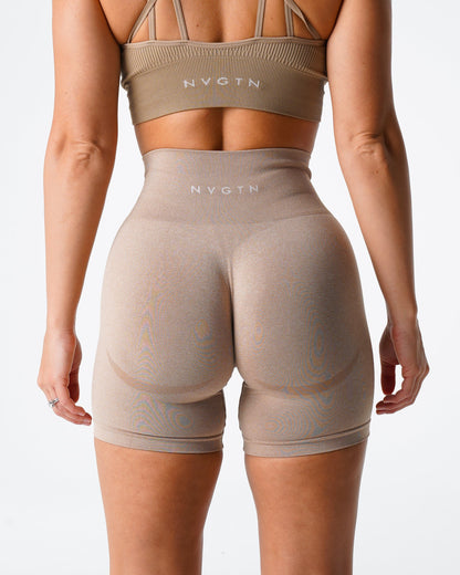 Women Beige Contour Seamless Shorts - NVGTN