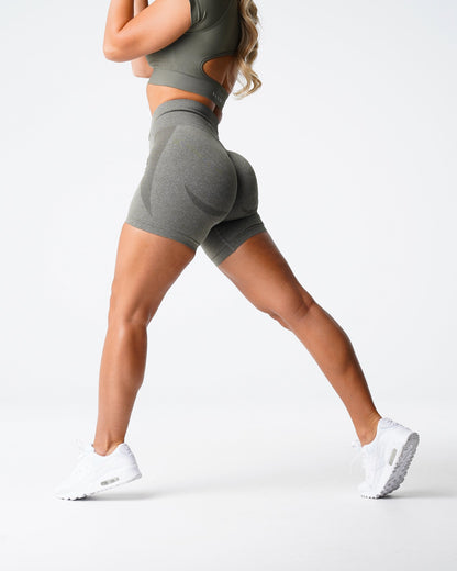 Women Khaki Green Contour Seamless Shorts - NVGTN