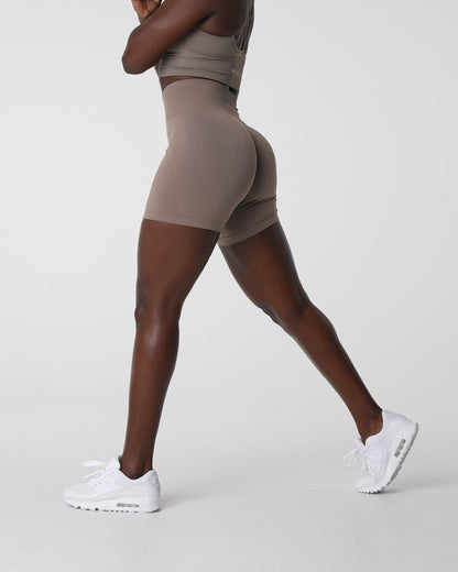 Women Taupe Solid Seamless Shorts - NVGTN