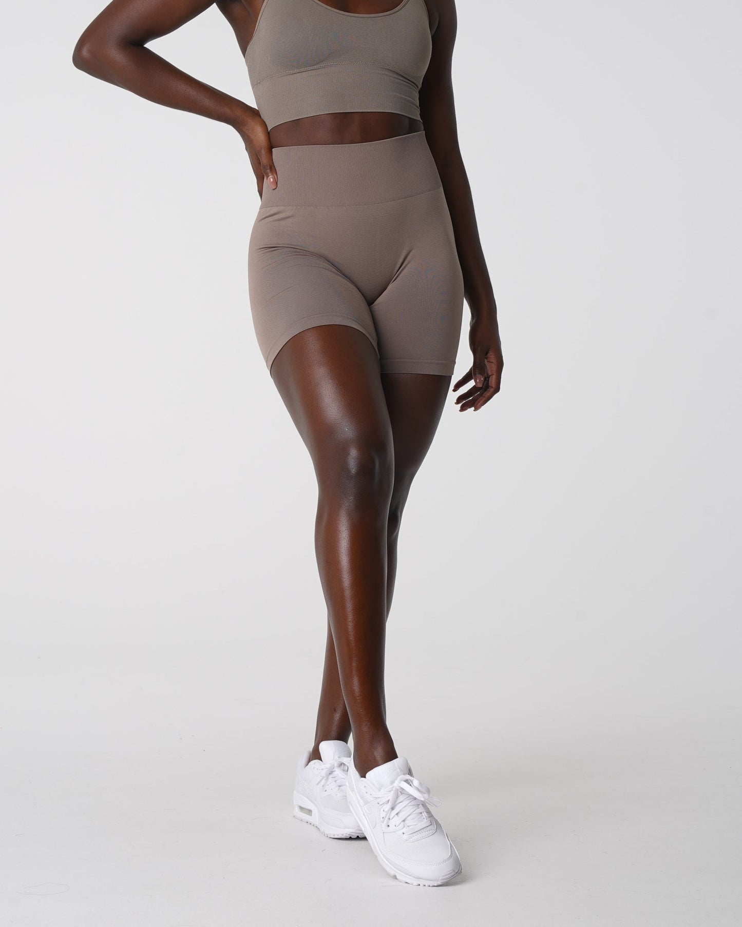 Women Taupe Solid Seamless Shorts - NVGTN