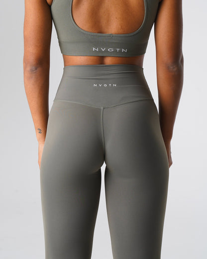Women Khaki Green Signature 2.0 Leggings - NVGTN