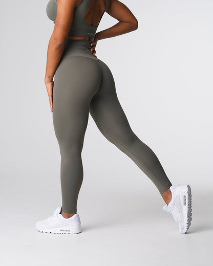 Women Khaki Green Signature 2.0 Leggings - NVGTN