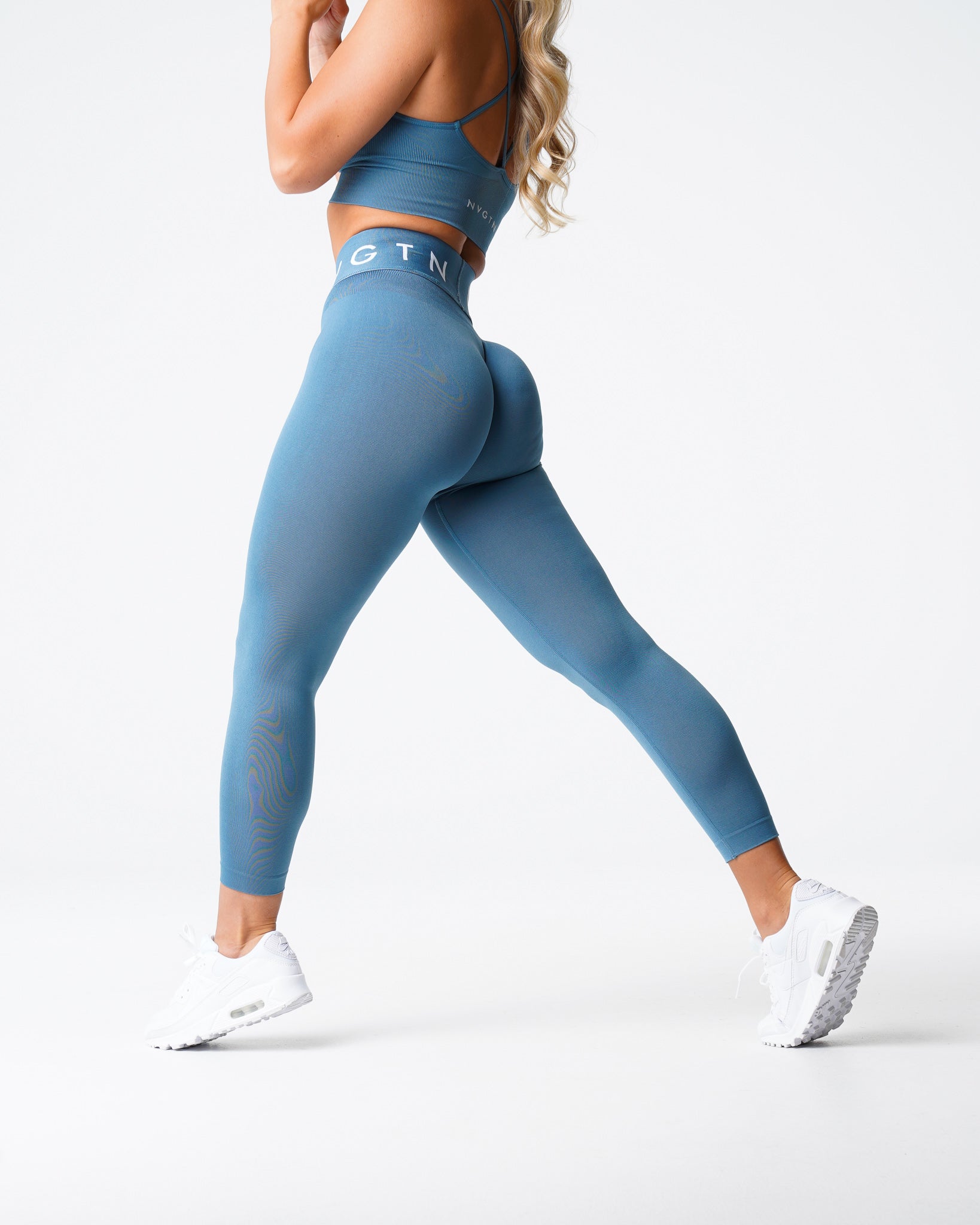 Women Stone Blue Sport Seamless Leggings - NVGTN