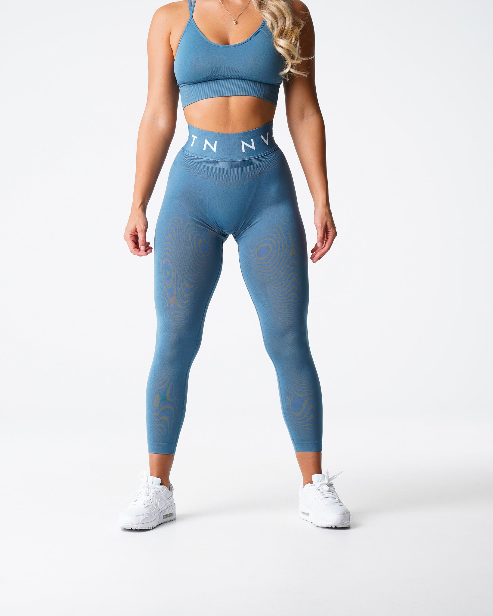 Women Stone Blue Sport Seamless Leggings - NVGTN