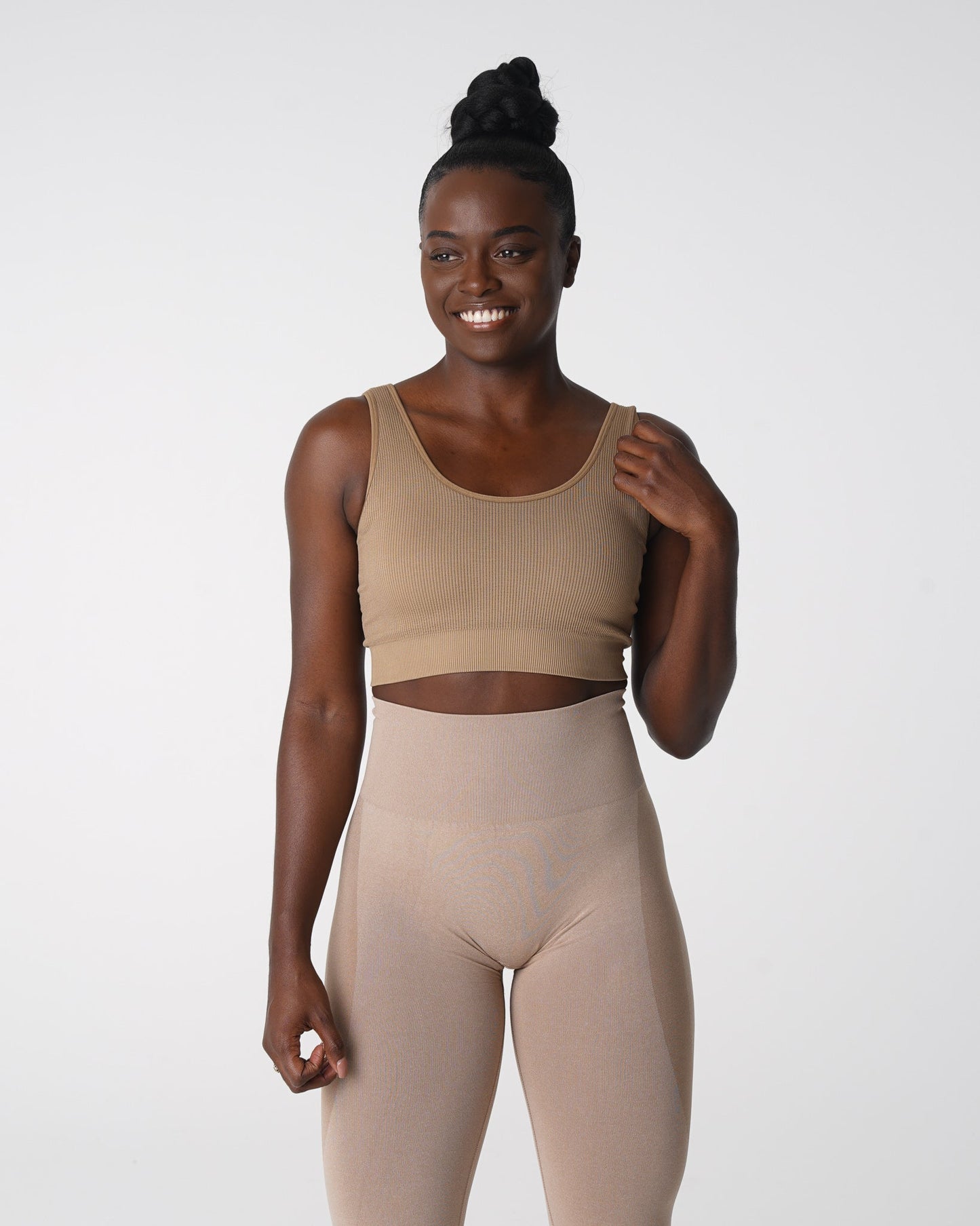 Women Beige Desire Ribbed Seamless Bra - NVGTN