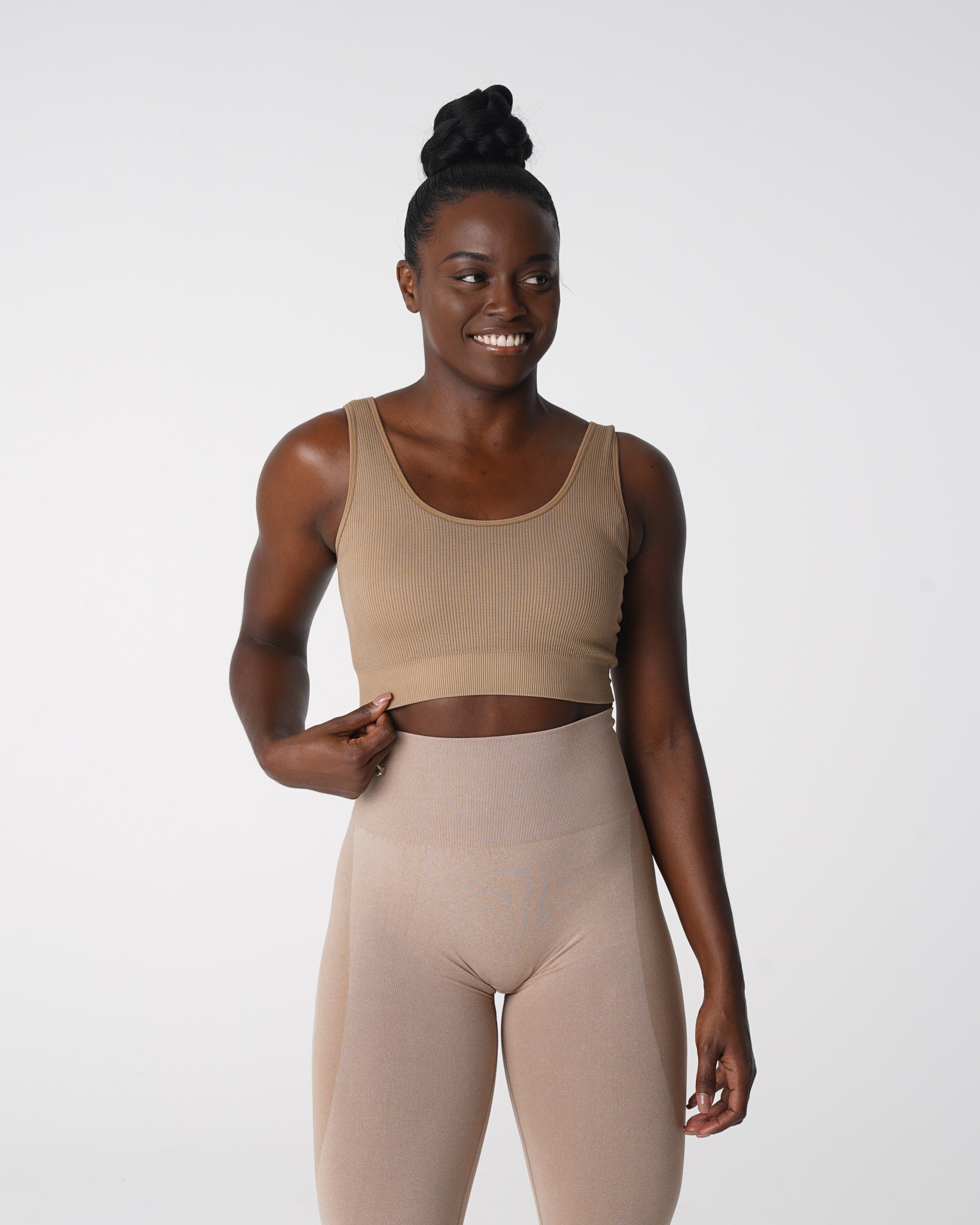 Women Beige Desire Ribbed Seamless Bra - NVGTN