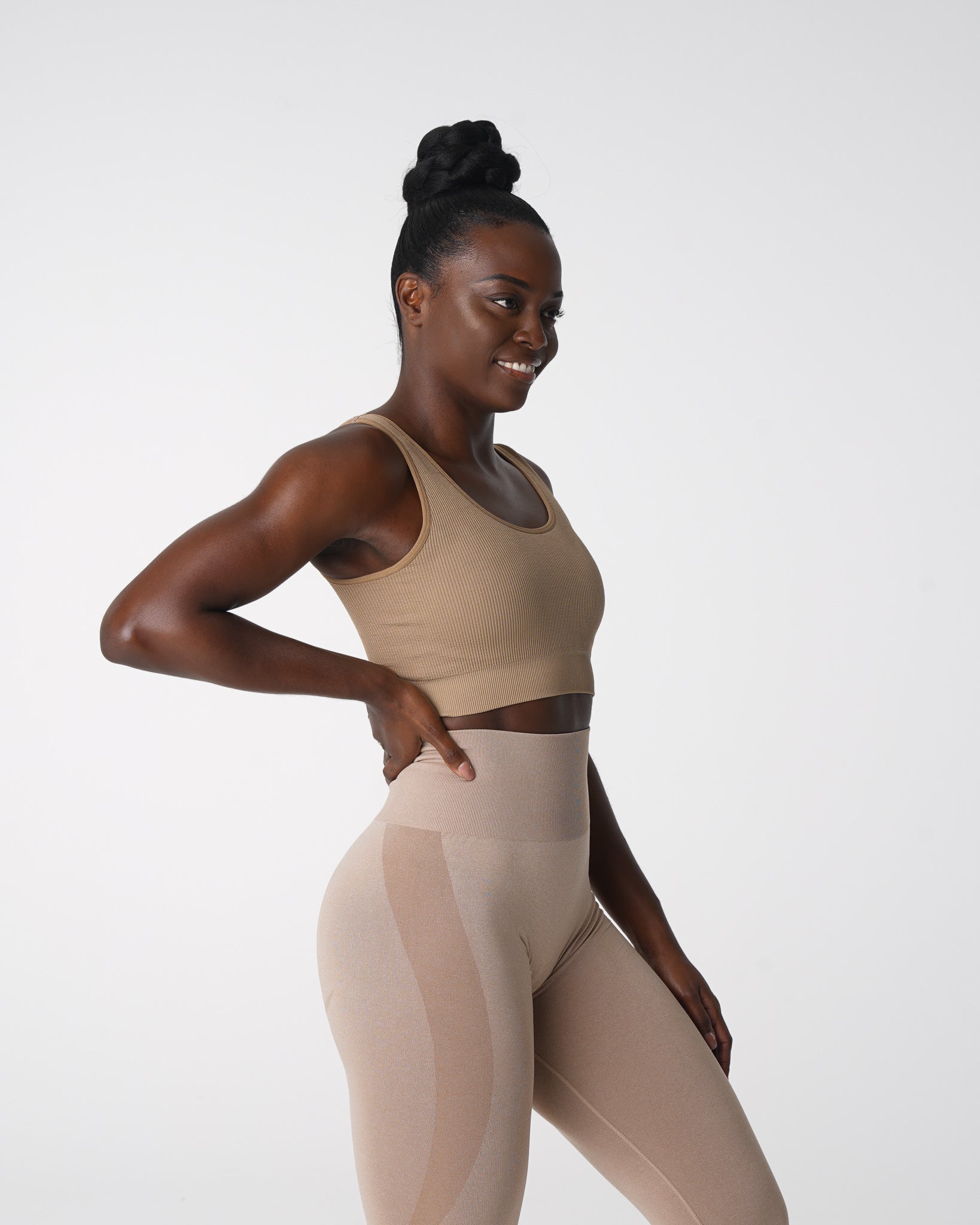 Women Beige Desire Ribbed Seamless Bra - NVGTN