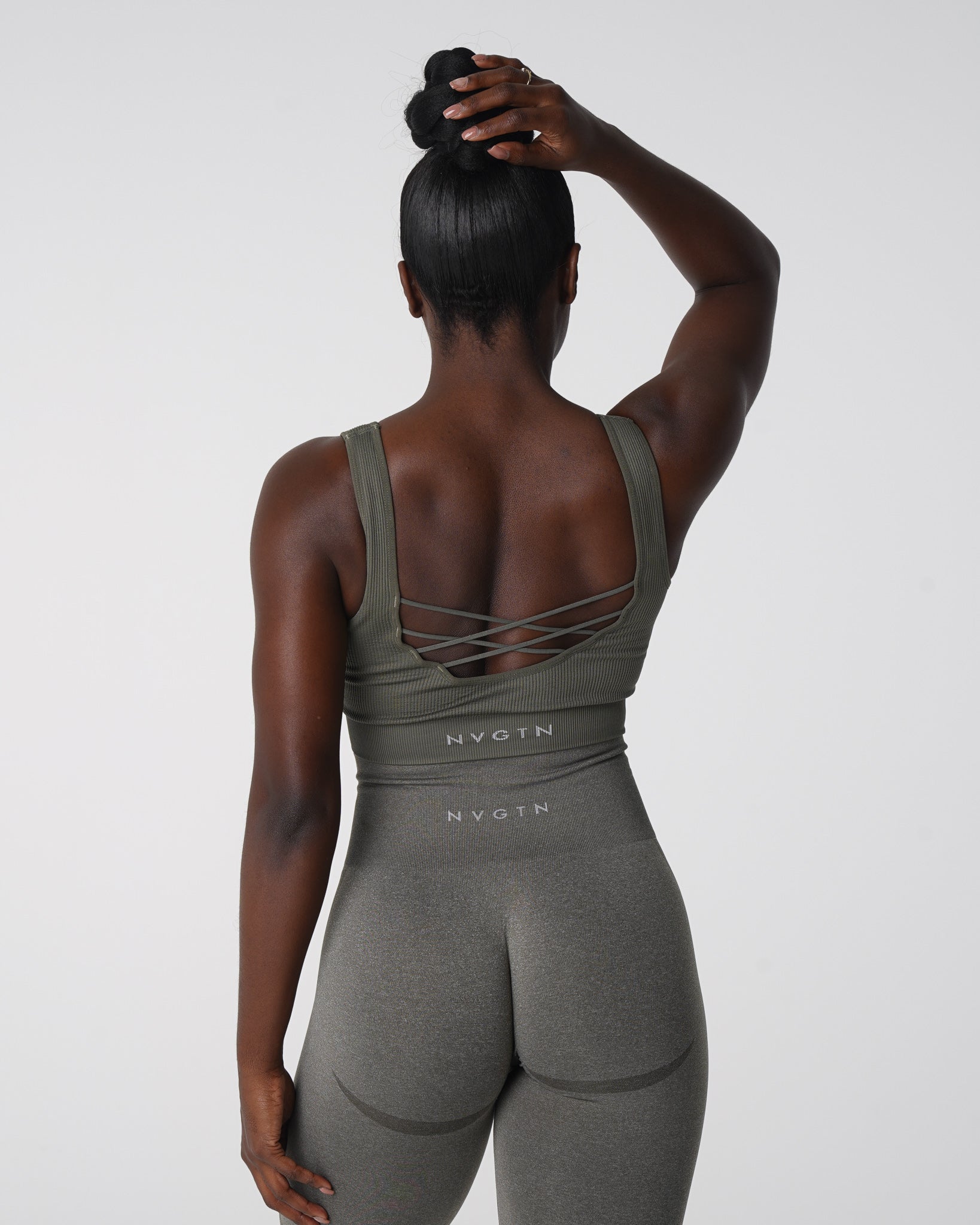 Women Khaki Green Desire Ribbed Seamless Bra - NVGTN