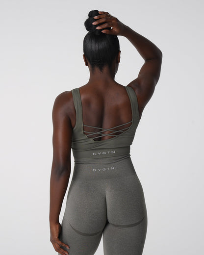 Women Khaki Green Desire Ribbed Seamless Bra - NVGTN