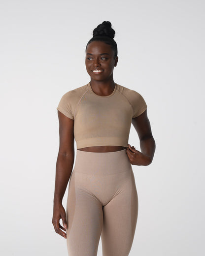Women Beige Vortex Seamless Bra Top - NVGTN