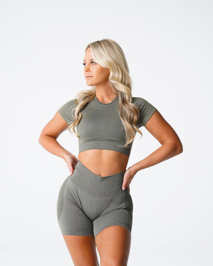 Women Khaki Green Vortex Seamless Bra Top - NVGTN