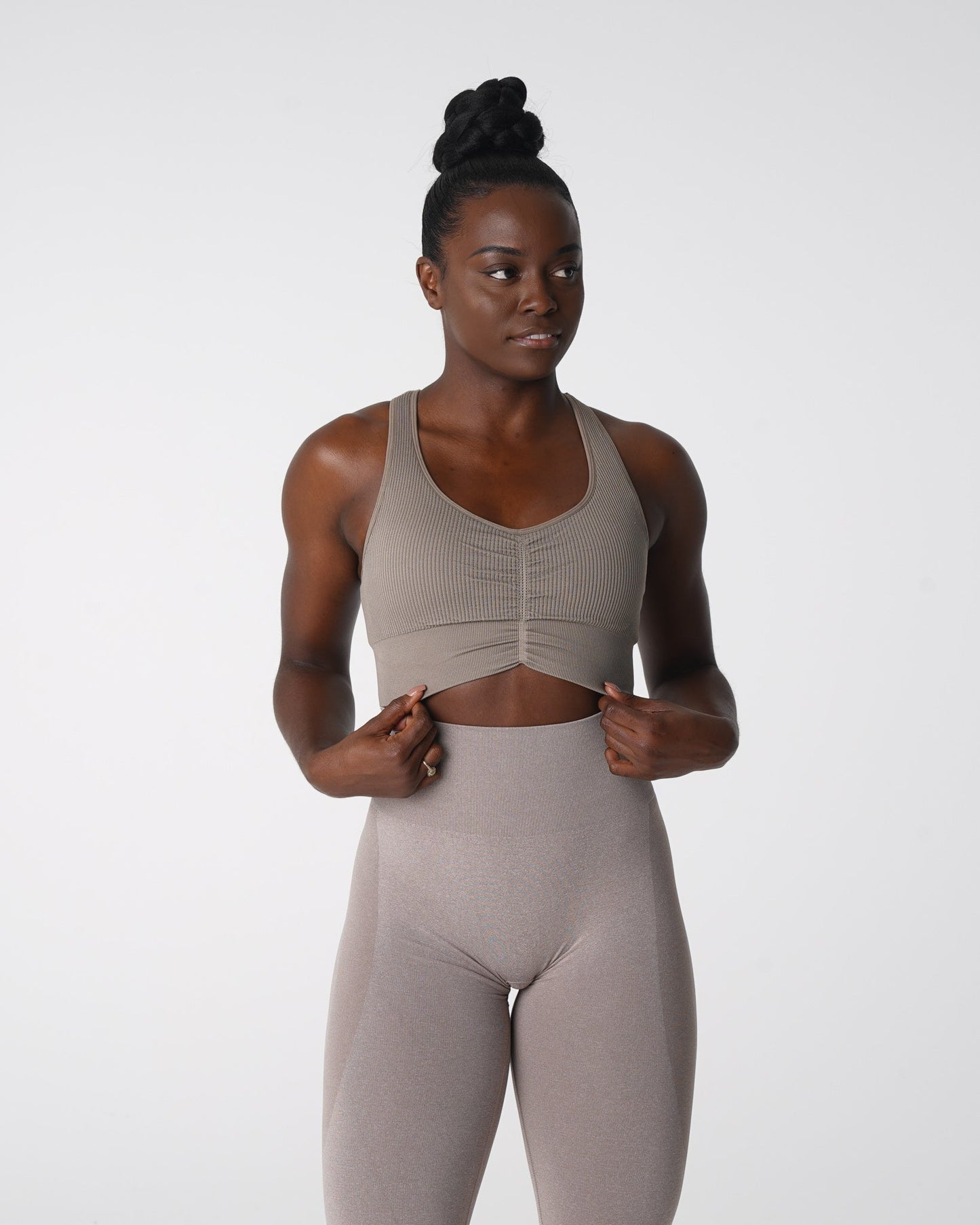 Women Taupe Cinched Seamless Bra - NVGTN