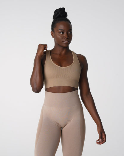 Women Beige Galaxy Ribbed Seamless Bra - NVGTN