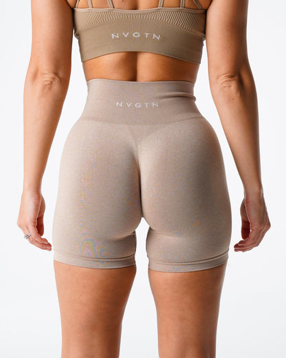 Women Beige Pro Seamless Shorts - NVGTN