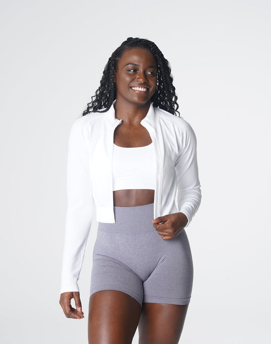 Women White Divine Seamless Zip Up - NVGTN