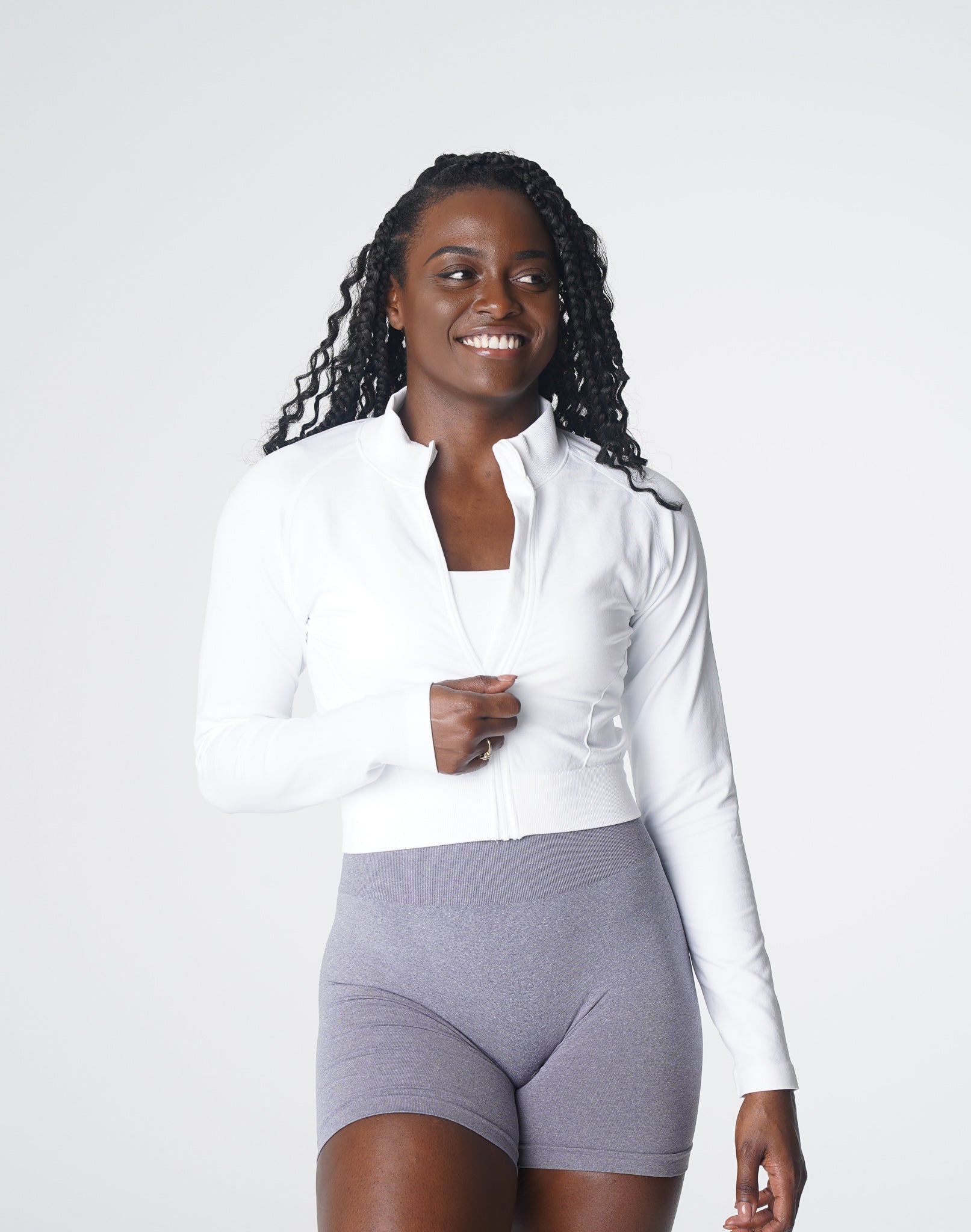 Women White Divine Seamless Zip Up - NVGTN