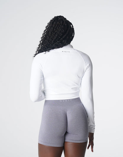 Women White Divine Seamless Zip Up - NVGTN
