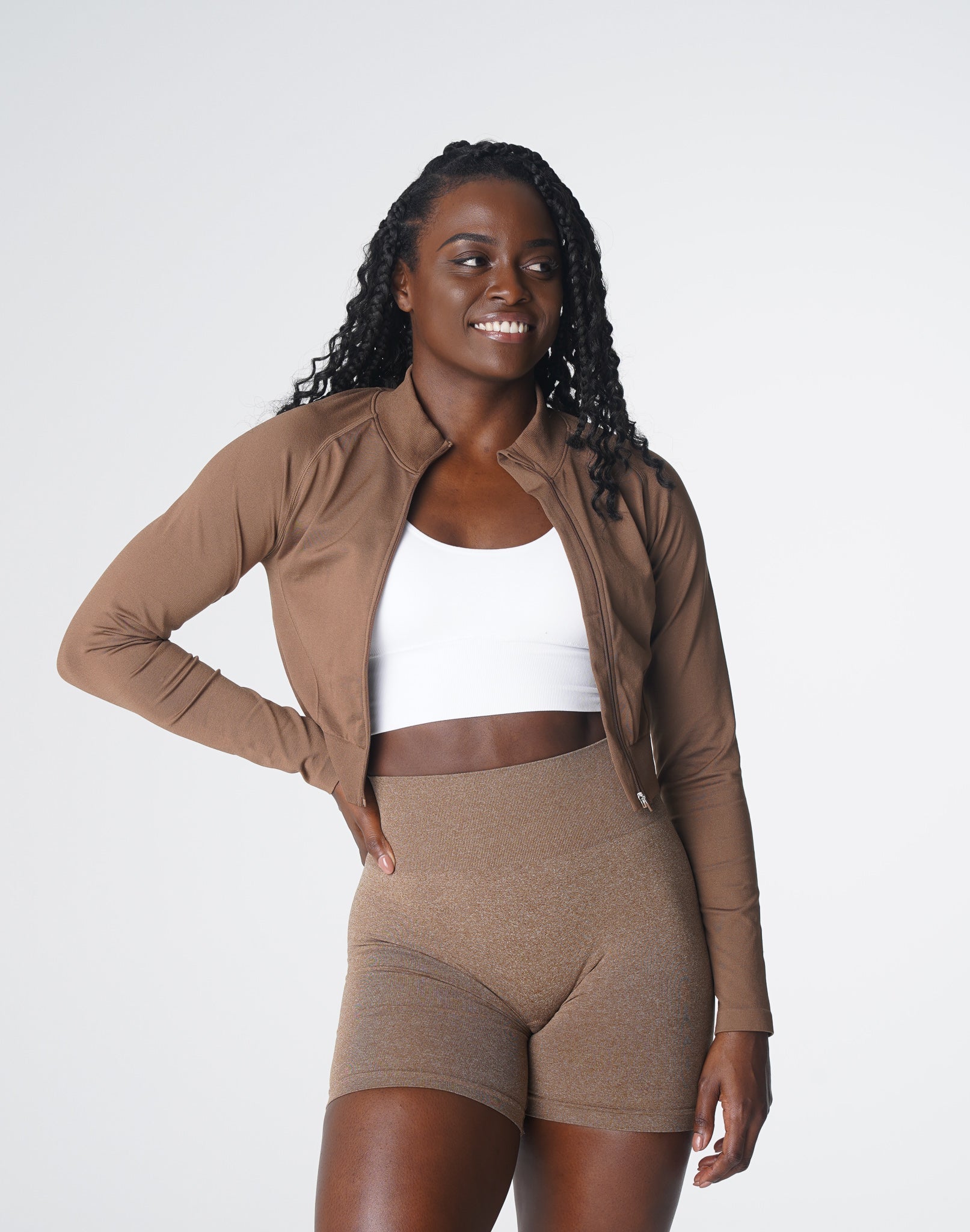 Women Mocha Divine Seamless Zip Up - NVGTN
