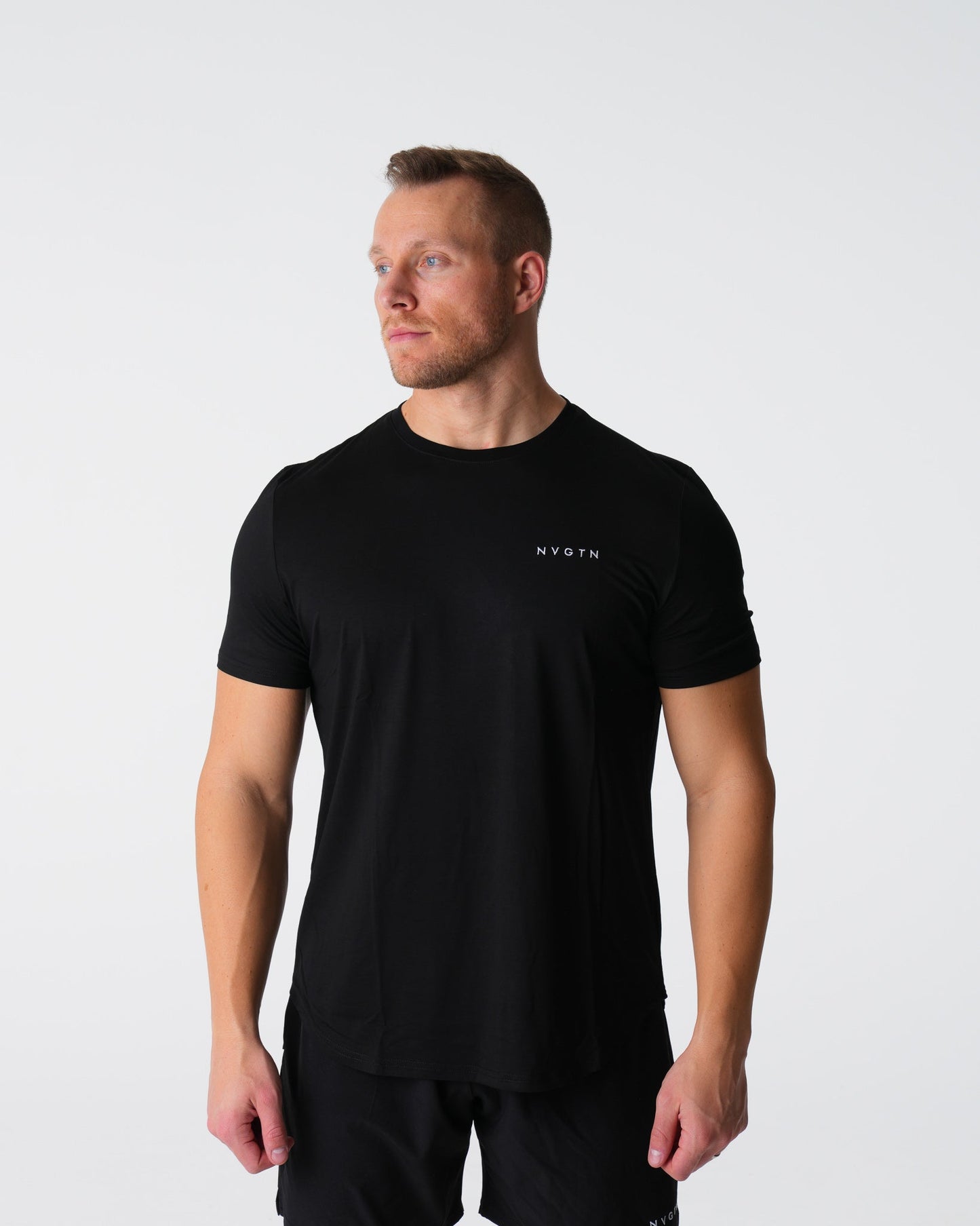 Men Black Tech Fitted Tee - NVGTN