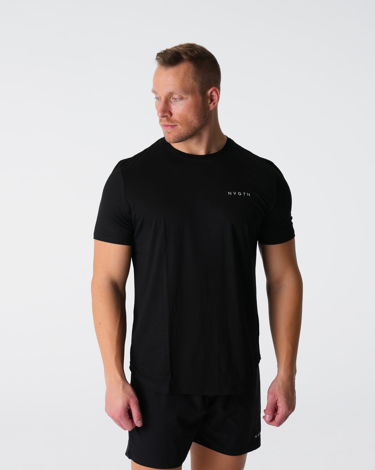 Men Black Tech Fitted Tee - NVGTN