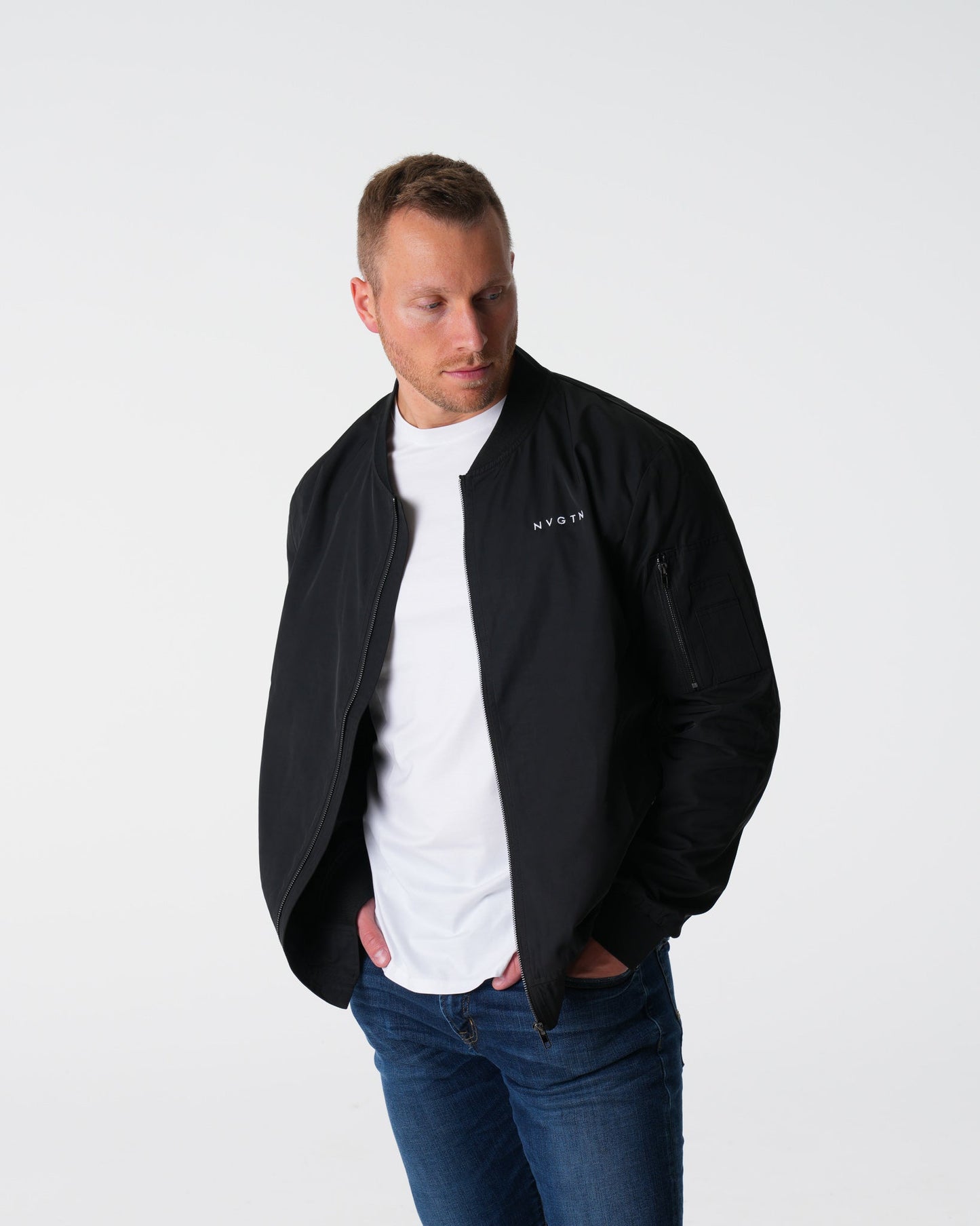 Men Black Bomber Jacket - NVGTN