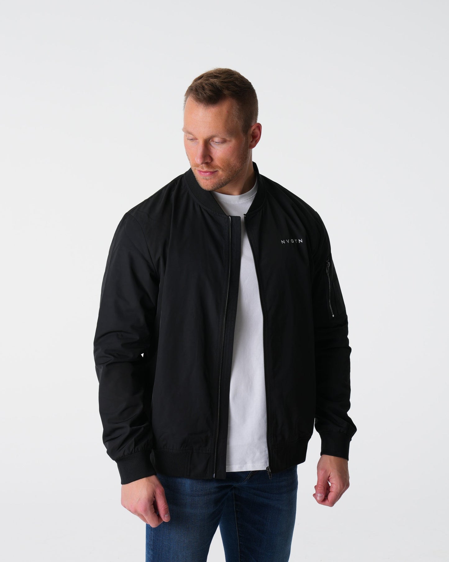 Men Black Bomber Jacket - NVGTN