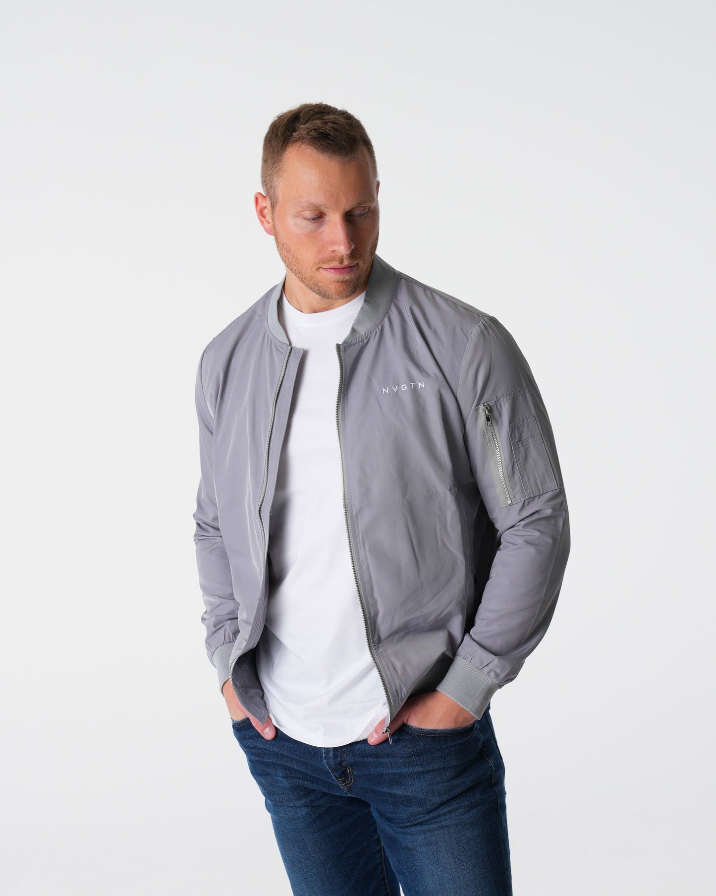 Men Grey Bomber Jacket - NVGTN