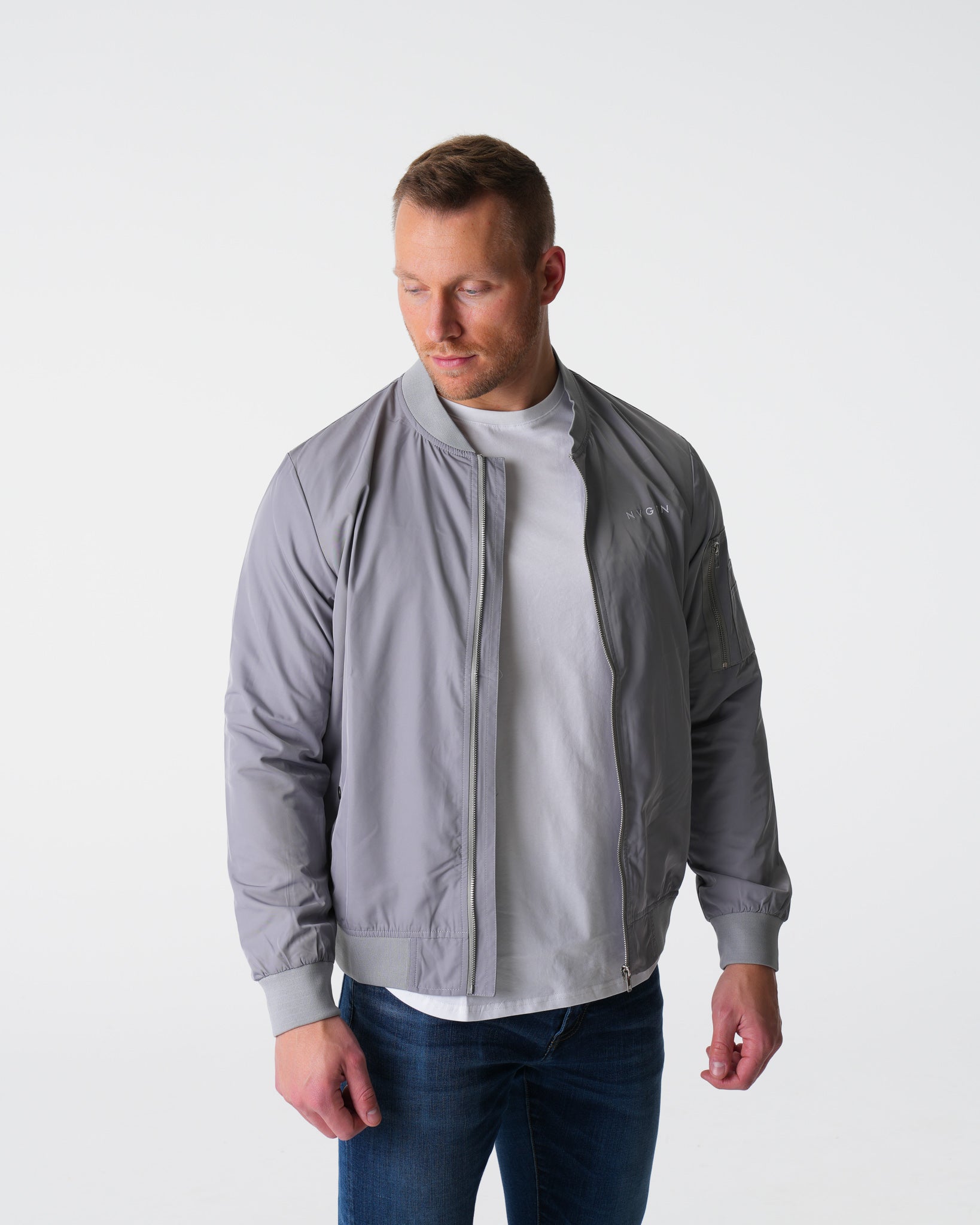 Men Grey Bomber Jacket - NVGTN