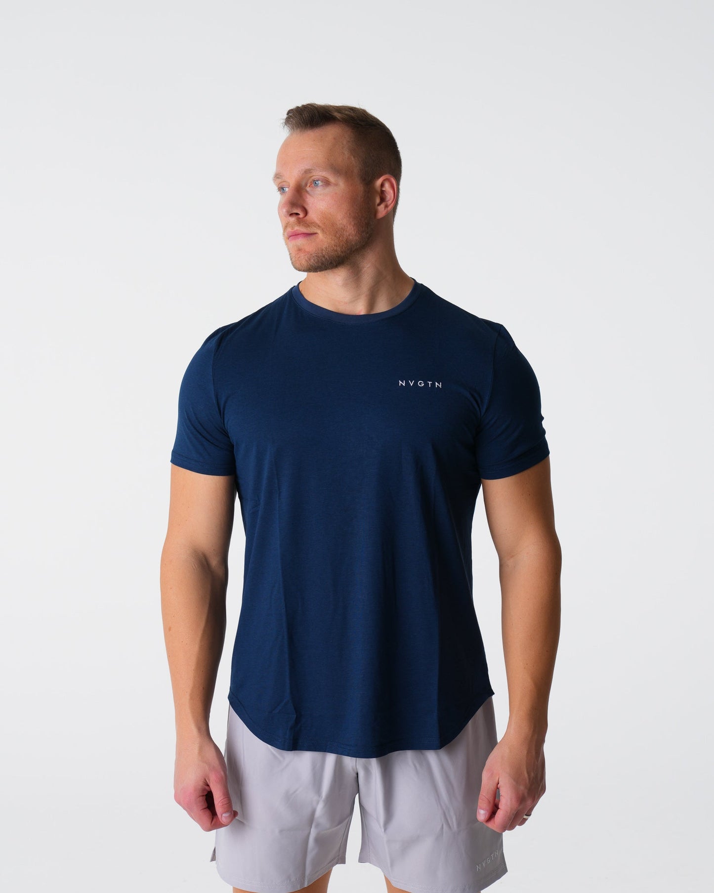 Men Navy Pulse Fitted Tee - NVGTN