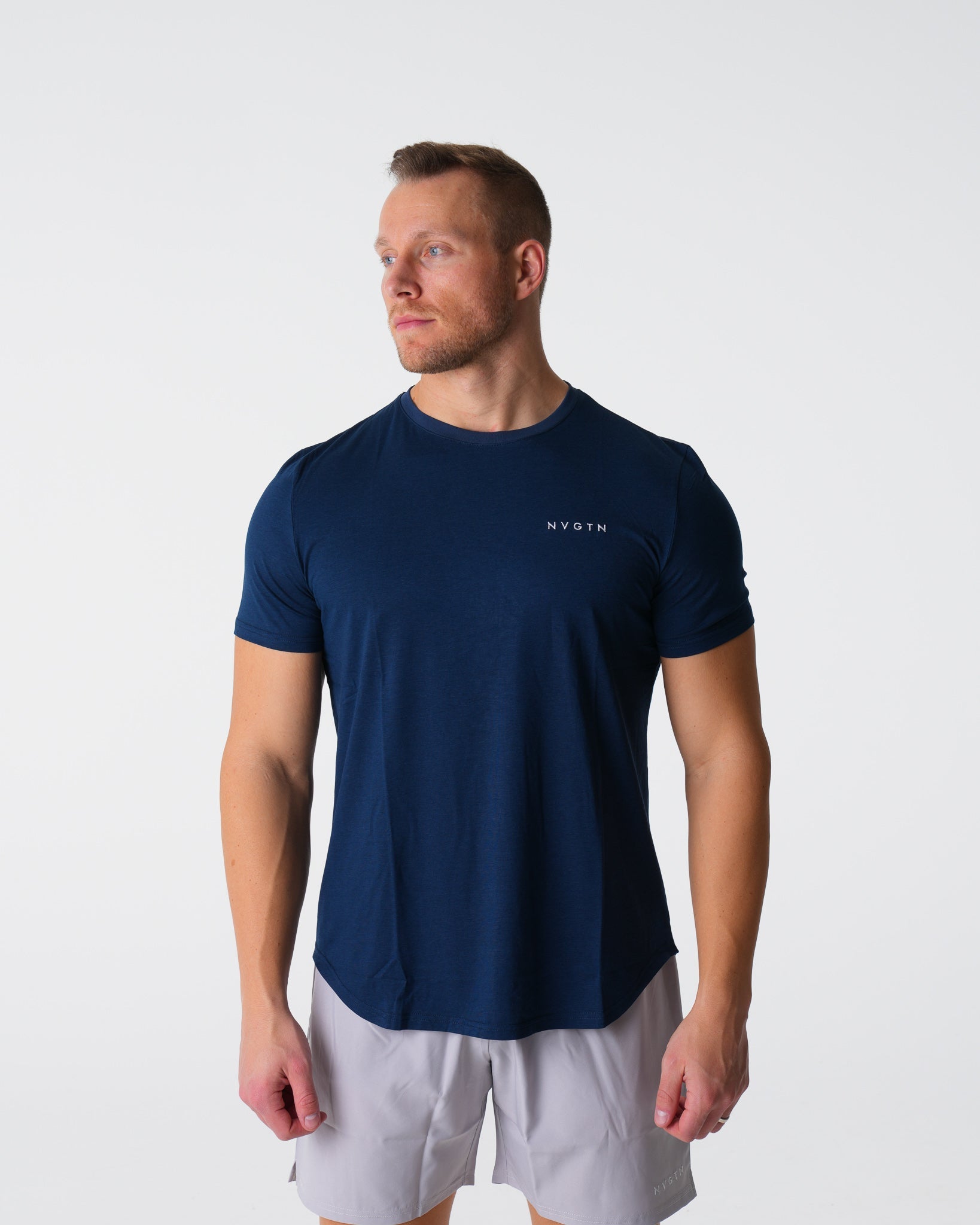 Men Navy Pulse Fitted Tee - NVGTN