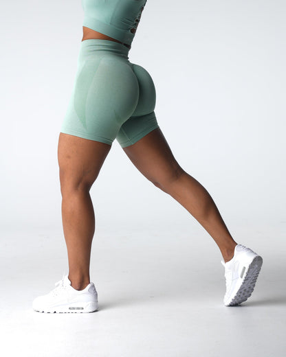 Women Sage Green Contour Seamless Shorts - NVGTN