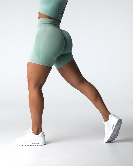 Women Sage Green Contour Seamless Shorts - NVGTN