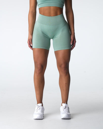 Women Sage Green Contour Seamless Shorts - NVGTN