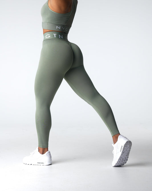 Women Sage Green Sport Seamless Leggings - NVGTN