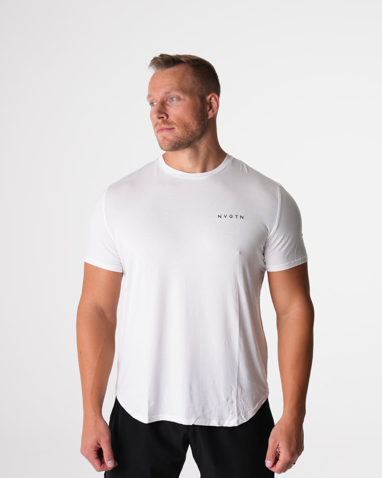 Men White Tech Fitted Tee - NVGTN