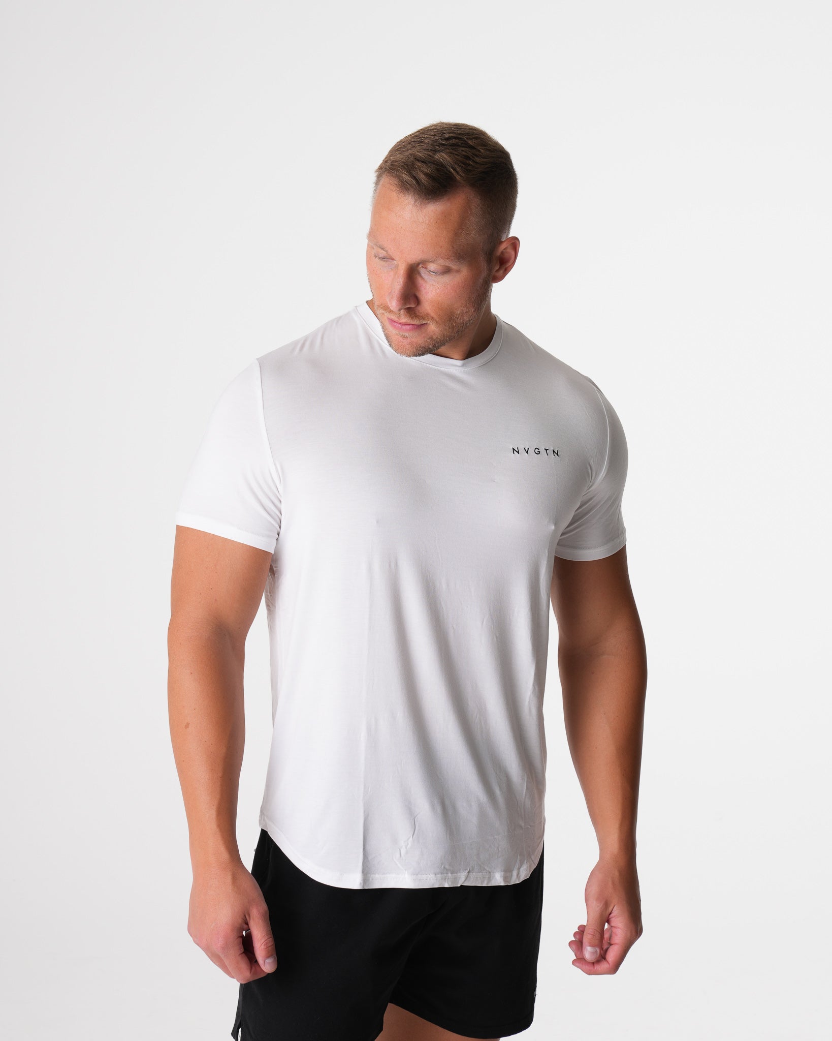 Men White Tech Fitted Tee - NVGTN