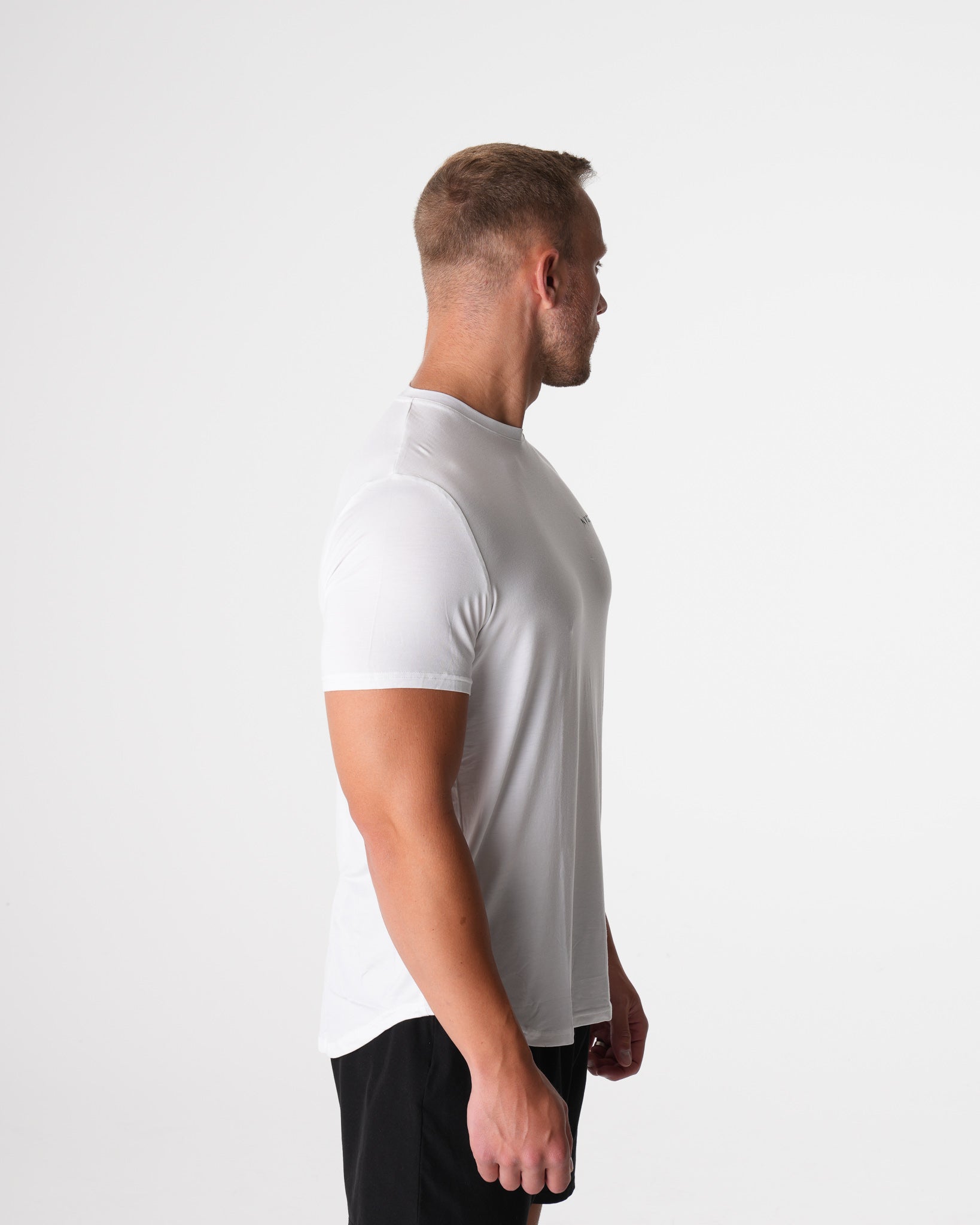 Men White Tech Fitted Tee - NVGTN