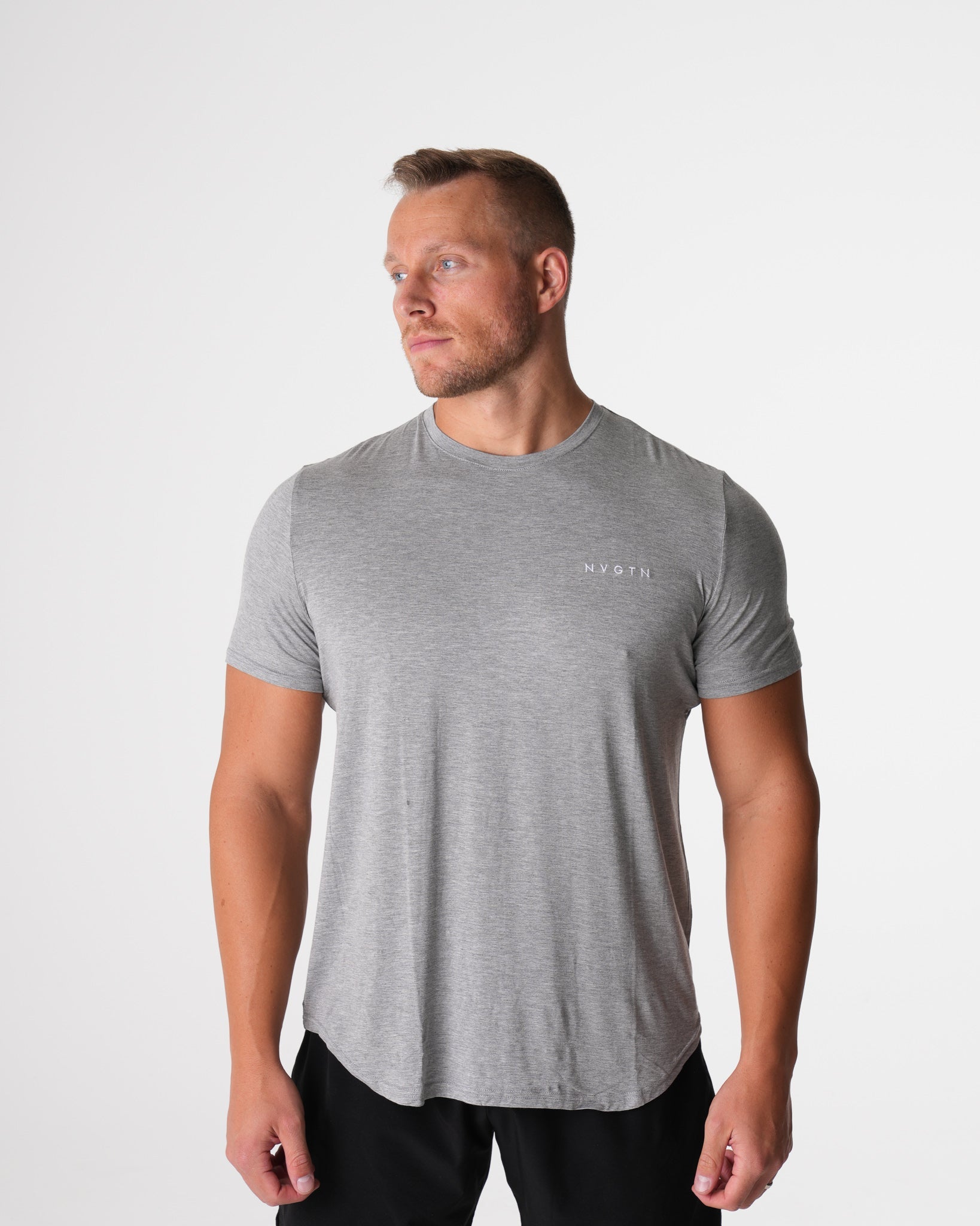 Men Grey Tech Fitted Tee - NVGTN