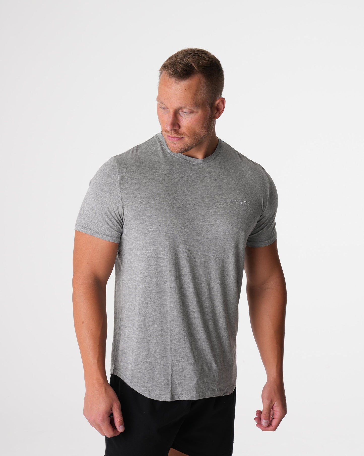 Men Grey Tech Fitted Tee - NVGTN