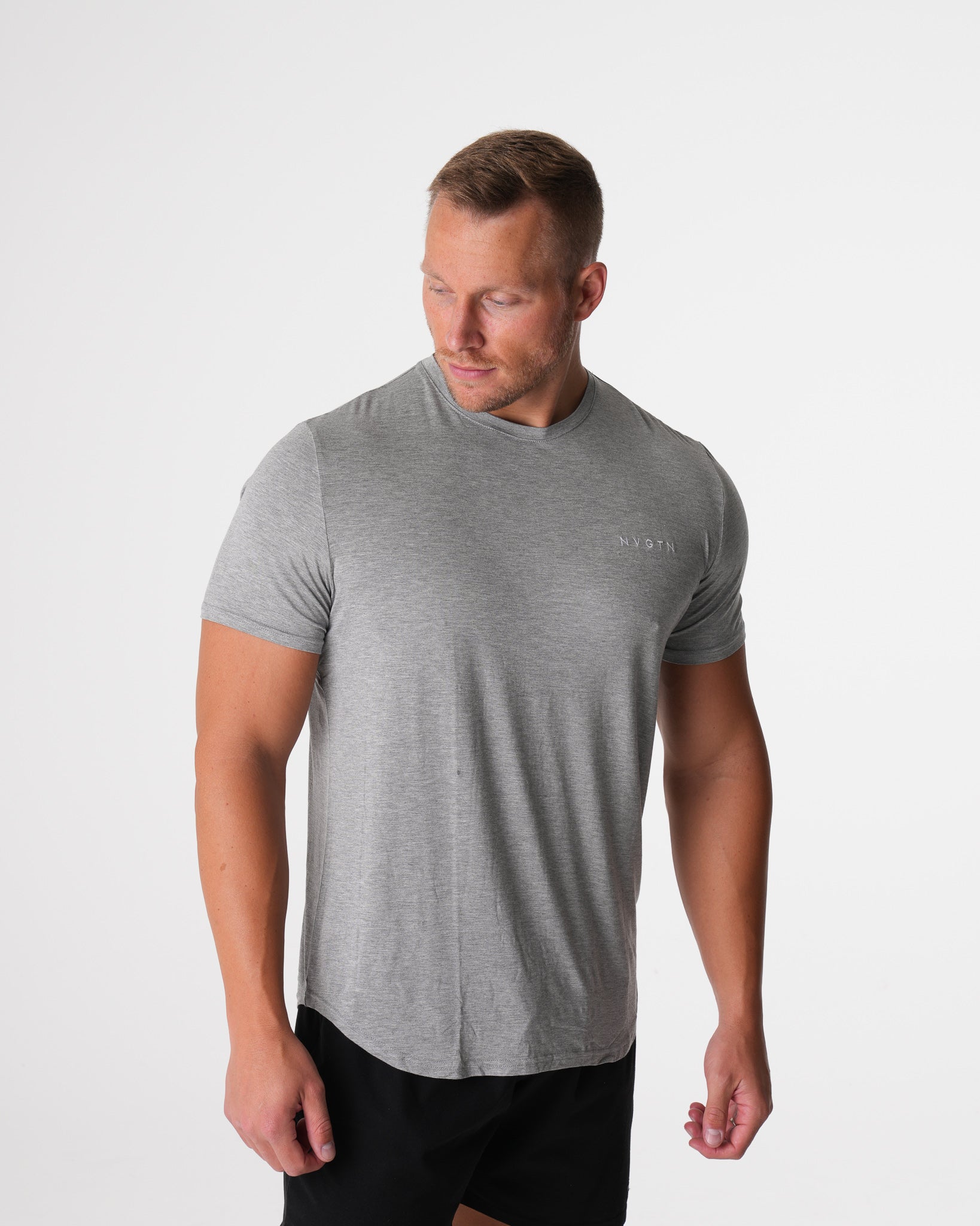 Men Grey Tech Fitted Tee - NVGTN