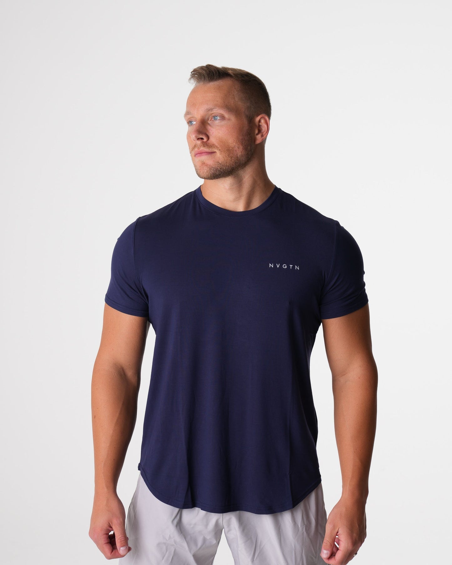 Men Navy Tech Fitted Tee - NVGTN