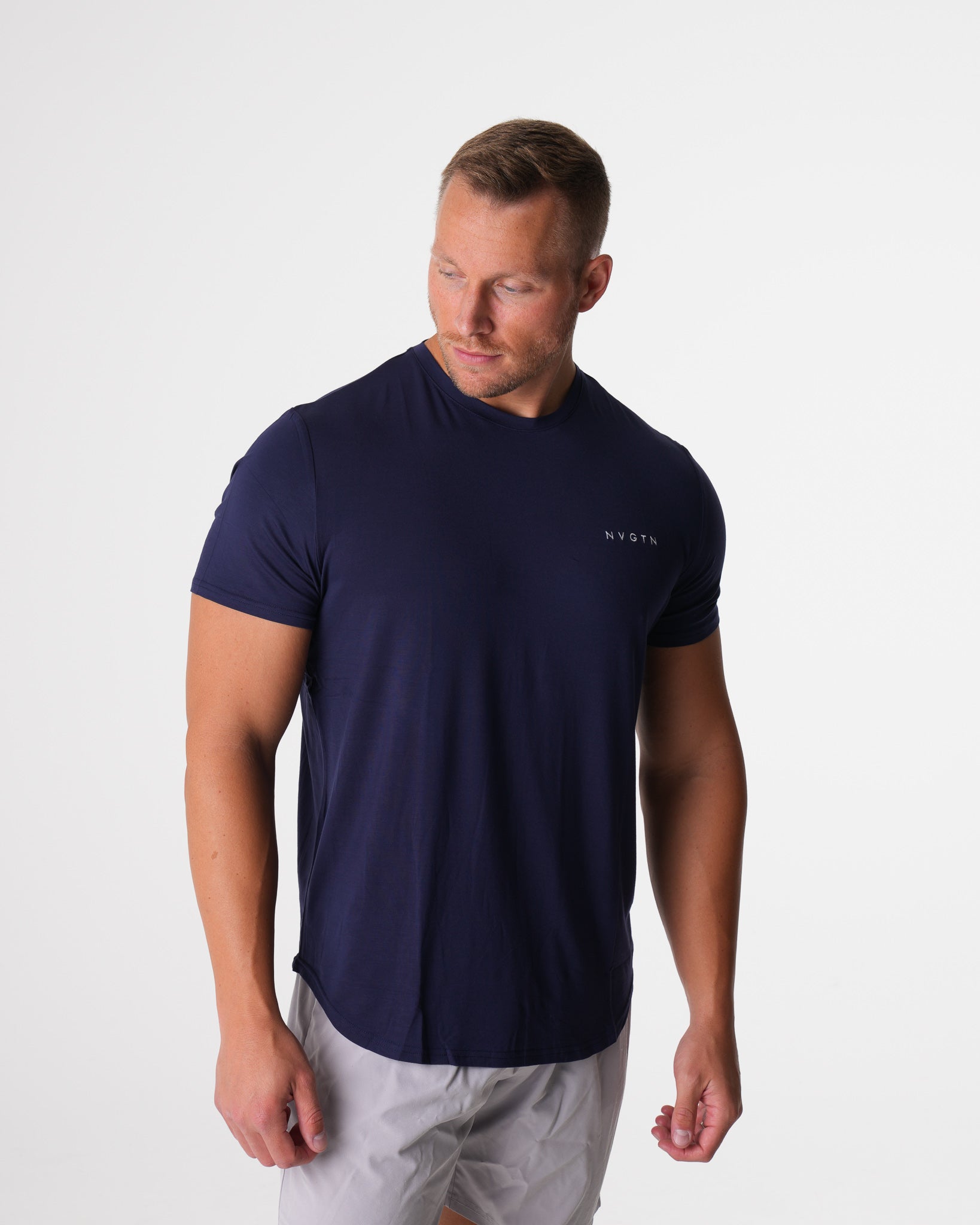 Men Navy Tech Fitted Tee - NVGTN